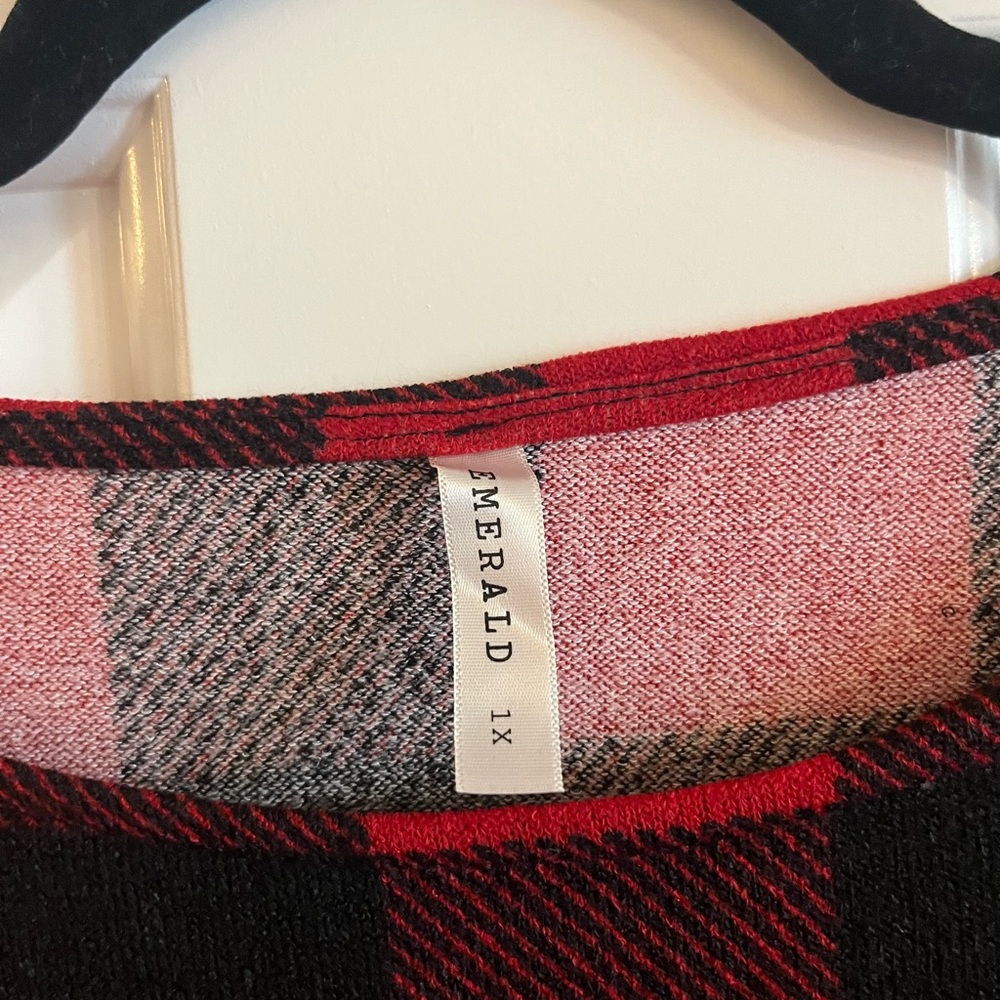 New! Emerald Red and Black Plaid Dress - Picture 2 of 5